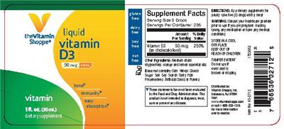 Photo of the The Vitamin Shoppe Liquid Vitamin D3 50 mcg Citrus label