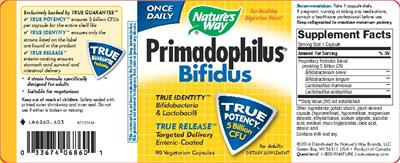 Photo of the Nature's Way Primadophilus Bifidus label