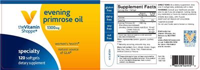 Photo of the The Vitamin Shoppe Evening Primrose Oil 1300 mg label