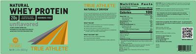 Photo of the True Athlete Natural Whey Protein 20 g Unflavored label