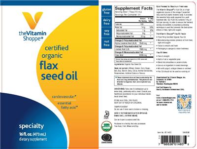 Photo of the The Vitamin Shoppe Flax Seed Oil label