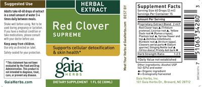 Photo of the Gaia Herbs Red Clover Supreme label
