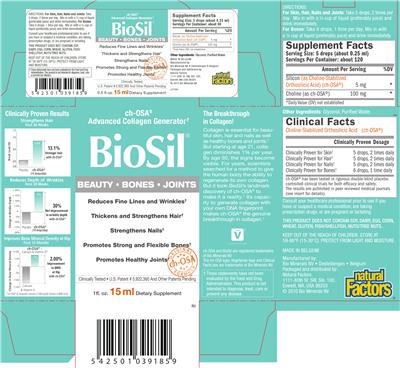 Photo of the Natural Factors BioSil Beauty Bones Joints label
