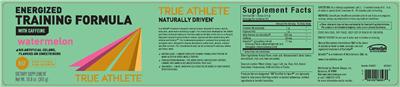 Photo of the True Athlete Energized Training Formula Watermelon label