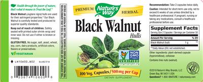 Photo of the Nature's Way Black Walnut Hulls label