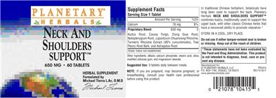 Photo of the Planetary Herbals Neck And Shoulders Support label