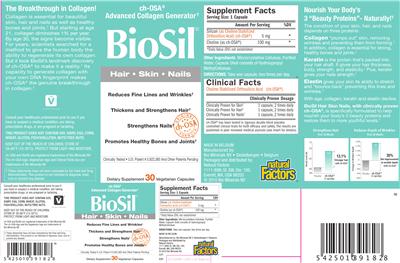 Photo of the Natural Factors BioSil Hair Skin Nails label