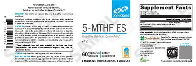 Photo of the XYMOGEN 5-MTHF ES label