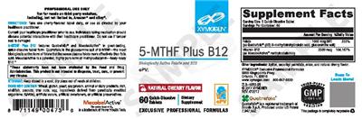 Photo of the XYMOGEN 5-MTHF Plus B12 Natural Cherry Flavor label