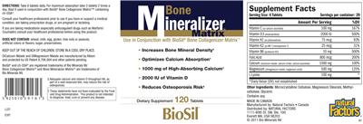 Photo of the Natural Factors Bone Mineralizer Matrix label