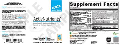 Photo of the XYMOGEN ActivNutrients label