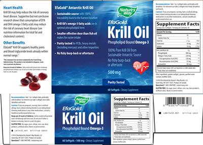 Photo of the Nature's Way EfaGold Krill Oil 500 mg label