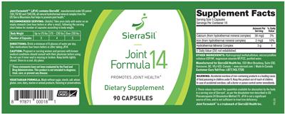 Photo of the SierraSil Joint Formula 14 label