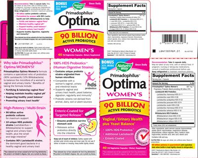 Photo of the Nature's Way Primadophilus Optima Women's label