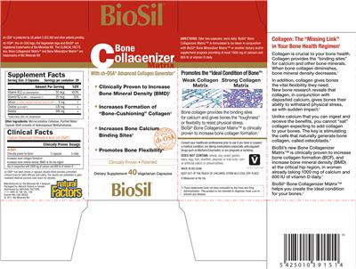 Photo of the Natural Factors BioSil Bone CollaGenizer Matrix with ch-OSA Advanced Collagen Generator label