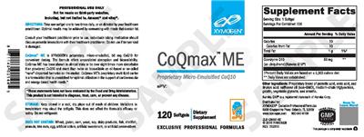Photo of the XYMOGEN CoQmax ME label