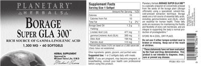 Photo of the Planetary Herbals Borage Super GLA 300 1,300 mg label