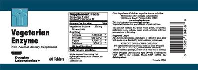 Photo of the Douglas Laboratories Vegetarian Enzyme label