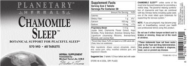 Photo of the Planetary Herbals Chamomile Sleep label