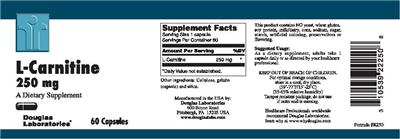 Photo of the Douglas Laboratories L-Carnitine 250 mg label