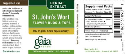 Photo of the Gaia Herbs St. John's Wort Flower Buds & Tops label
