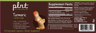 Photo of the plnt Turmeric label