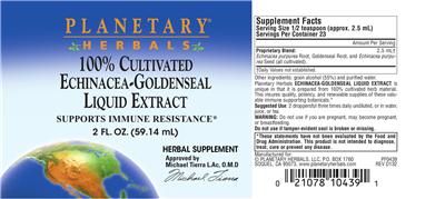Photo of the Planetary Herbals Echinacea-Goldenseal Liquid Extract label