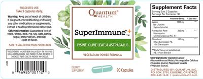 Photo of the Quantum Health SuperImmune+ label