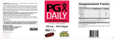 Photo of the Natural Factors PGX Daily Ultra Matrix Softgels label