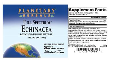 Photo of the Planetary Herbals Full Spectrum Echinacea label