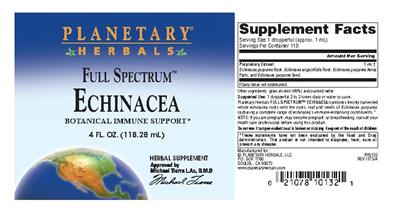 Photo of the Planetary Herbals Full Spectrum Echinacea label