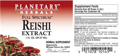 Photo of the Planetary Herbals Full Spectrum Reishi Extract label