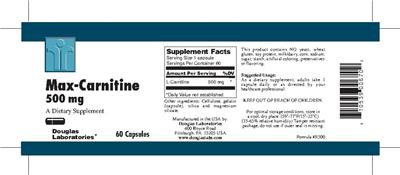 Photo of the Douglas Laboratories Max-Carnitine 500 mg label