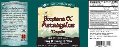 Photo of the Plum Flower Brand Stephania & Astragalus Teapills Fang Ji Huang Qi Wan label