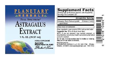 Photo of the Planetary Herbals Full Spectrum Astragalus Extract label