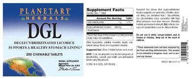 Photo of the Planetary Herbals DGL label