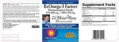 Photo of the Natural Factors RxOmega-3 Factors label