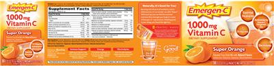 Photo of the Emergen-C 1,000 mg Vitamin C Super Orange label