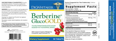Photo of the Dr. Whitaker Berberine+ GlucoGold label