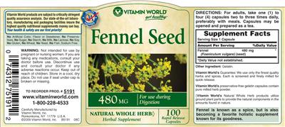 Fennel Seed 480 mg