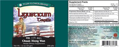 Photo of the Plum Flower Brand Ligusticum Teapills Chuan Xiong Wan label