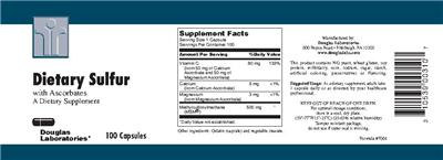 Photo of the Douglas Laboratories Dietary Sulfur with Ascorbates label