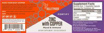 Photo of the Bulletproof Zinc with Copper label