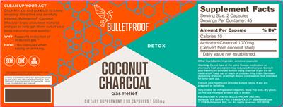 Photo of the Bulletproof Coconut Charcoal 500 mg label