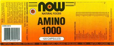 Photo of the NOW Amino 1000 label