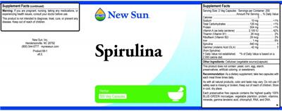 Photo of the New Sun Spirulina label