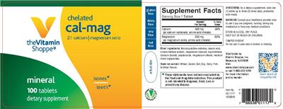 Photo of the The Vitamin Shoppe Chelated Cal-Mag label
