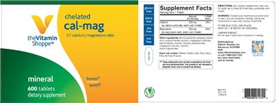 Photo of the The Vitamin Shoppe Chelated Cal-Mag label