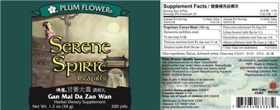 Photo of the Plum Flower Serene Spirit Teapills label