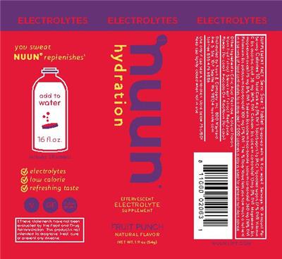 Photo of the Nuun Electrolytes Fruit Punch label
